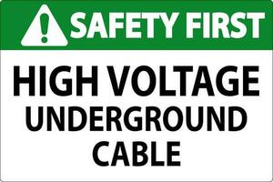 sécurité premier signe haute Tension souterrain câble vecteur
