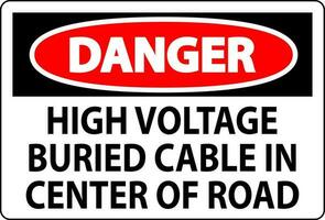 danger signe haute Tension enterré câble dans centre de route vecteur