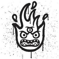 graffiti vaporisateur peindre en colère Feu monstre personnage émoticône isolé vecteur
