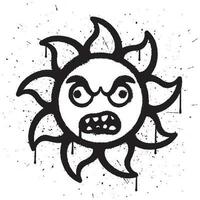 graffiti vaporisateur peindre zombi visage Soleil personnage isolé vecteur illustration
