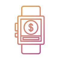 smartwatch avec style dégradant de ligne en ligne de paiement en dollars vecteur