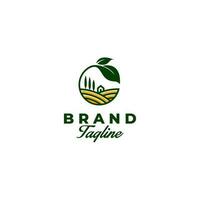 Facile agriculture logo conception. illustration de les terres agricoles dans cercle de feuilles logo conception. vecteur