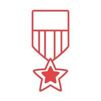 médaille avec style de ligne de drapeau des états-unis d'amérique vecteur