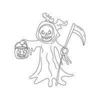 Halloween contour illustration , main tiré contour illustration pour coloration livre vecteur