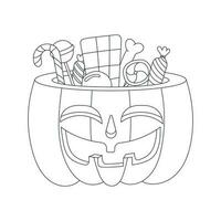 Halloween contour illustration , main tiré contour illustration pour coloration livre vecteur