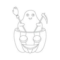 Halloween contour illustration , main tiré contour illustration pour coloration livre vecteur