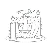 Halloween contour illustration , main tiré contour illustration pour coloration livre vecteur