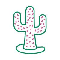 icône de style de ligne de plante mexicaine cactus vecteur