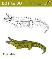 point à point. Nombres jeu. éducation math Jeu pour les enfants. dessin tâche pour enfants. coloré feuille de travail avec mignonne dessin animé crocodile. loisir Jeux. vecteur illustration.