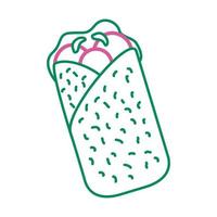 icône de style de ligne de délicieux burrito mexicain vecteur
