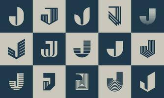 paquet de Créatif affaires lettre j logo icône. moderne mélange ligne initiale j logo. vecteur