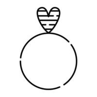 lgbt bague avec une cœur, vecteur noir ligne icône