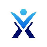 lettre X logo conception avec gens vecteur