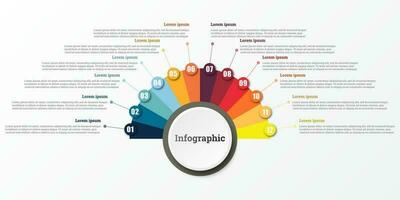 infographie cette rapports à propos le flux de travail dans chaque étape avec une total de 12 les sujets. vecteur