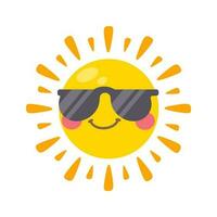 souriant Soleil dessin animé portant des lunettes de soleil été Voyage concept protection de Soleil des rayons vecteur