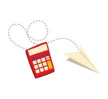 calculatrice maths avec avion en papier vecteur