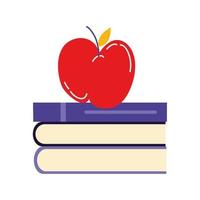 livres de texte de pile d'école avec la pomme vecteur