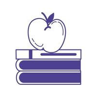 livres de texte de pile d'école avec la pomme vecteur