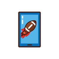 ballon de sport de football américain dans un smartphone vecteur