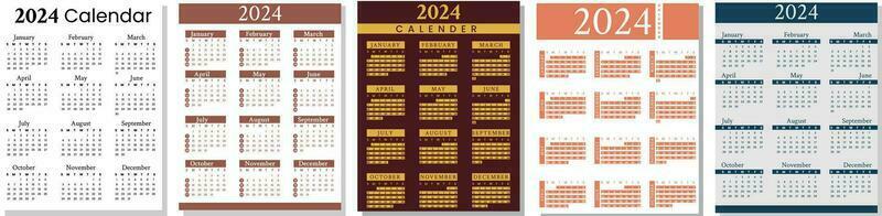 2024 mensuel calendrier modèle vecteur