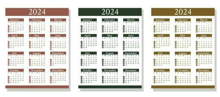 2024 mensuel calendrier modèle vecteur