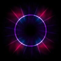 bleu violet néon laser des rayons et cercle vecteur Contexte