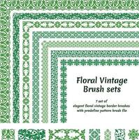 floral ancien frontière brosse ensemble de sept modèle bandes pro vecteur fichier