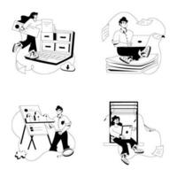 pack de des employés glyphe des illustrations vecteur