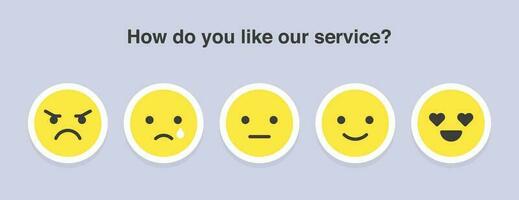 retour d'information emoji infographie, niveau de la satisfaction évaluation pour un service vecteur