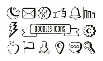 ensemble d'icônes de jeu de doodle vecteur