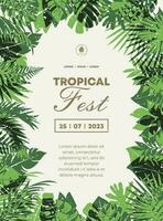 affiche main tiré tropical boho feuilles abstrait griffonnage Contexte conception vecteur