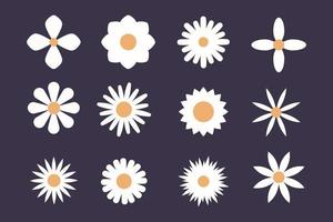 jeu d'icônes de fleur. collection de fleurs minimalistes. illustration vectorielle avec des fleurs sauvages. pour la conception de logo, tatouage, carte postale. vecteur