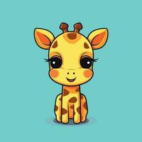 dessin animé mignon bébé girafe assis vecteur
