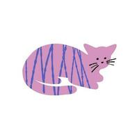 texturé mignonne chat illustration rose Couleur isolé sur blanc vecteur