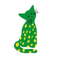 texturé vert chat illustration dans Jaune points isolé sur blanc vecteur