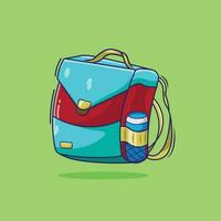 plat dessin animé vecteur illustration de cool sac à dos pour école