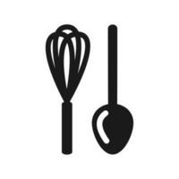 vecteur ustensiles pour cuisine isolé sur une blanc Contexte. icône, logo. cuisine truc. cuisine cuillère et corolle. fouet icône