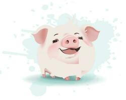 mignonne porc dessin animé spectacle en riant visage dessin animé vecteur illustration