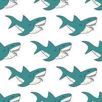 modèle sans couture de requin, requin doodle esquissé dessiné à la main, illustration vectorielle vecteur