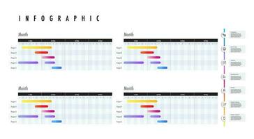 4 mois projets mensuel plan , trimestre temps ligne Étape importante vecteur