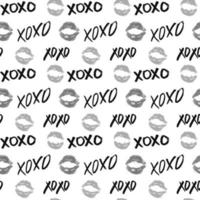 Xoxo brosse lettrage signe modèle sans couture, expression de câlins et de bisous calligraphiques grunge, abréviation d'argot internet symboles xoxo, illustration vectorielle isolée sur fond blanc vecteur