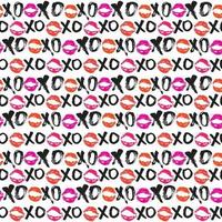 Xoxo brosse lettrage signe modèle sans couture, expression de câlins et de bisous calligraphiques grunge, abréviation d'argot internet symboles xoxo, illustration vectorielle isolée sur fond blanc vecteur