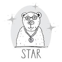Croquis dessiné main ours mignon, conception d'impression de t-shirt pour les enfants vector iillustration
