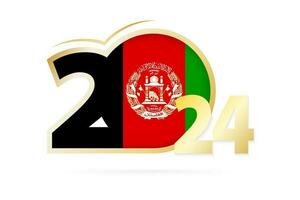 année 2024 avec afghanistan drapeau modèle. vecteur