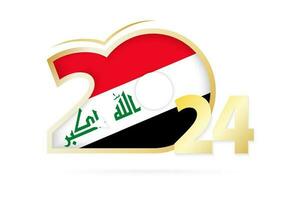 année 2024 avec Irak drapeau modèle. vecteur