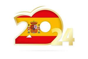 année 2024 avec Espagne drapeau modèle. vecteur