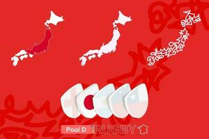 Plans de Japon dans Trois versions pour le rugby international championnat. vecteur