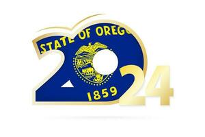 année 2024 avec Oregon drapeau modèle. vecteur