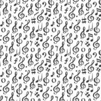 illustration vectorielle de note de musique modèle sans couture. symboles de notes de musique doodle esquissés dessinés à la main vecteur