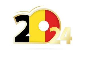 année 2024 avec Belgique drapeau modèle. vecteur